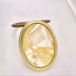 Western Germany 1960’s Era Yellow Pearlescent Oval Accessory Scarf Clip